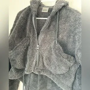 Gymshark Black Cozy Fleece Zip Up Cropped Hoodie